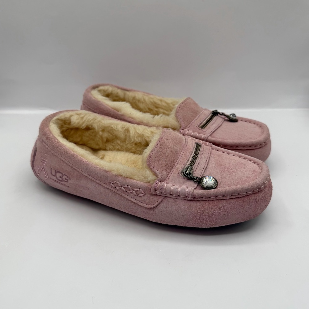 UGG Dakota Slippers Women’s 5 Pink Sparkle Breast Cancer Awareness Fur Lined